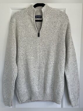 Chaps Mens Quarter Zip Sweater Cream Mock Neck L